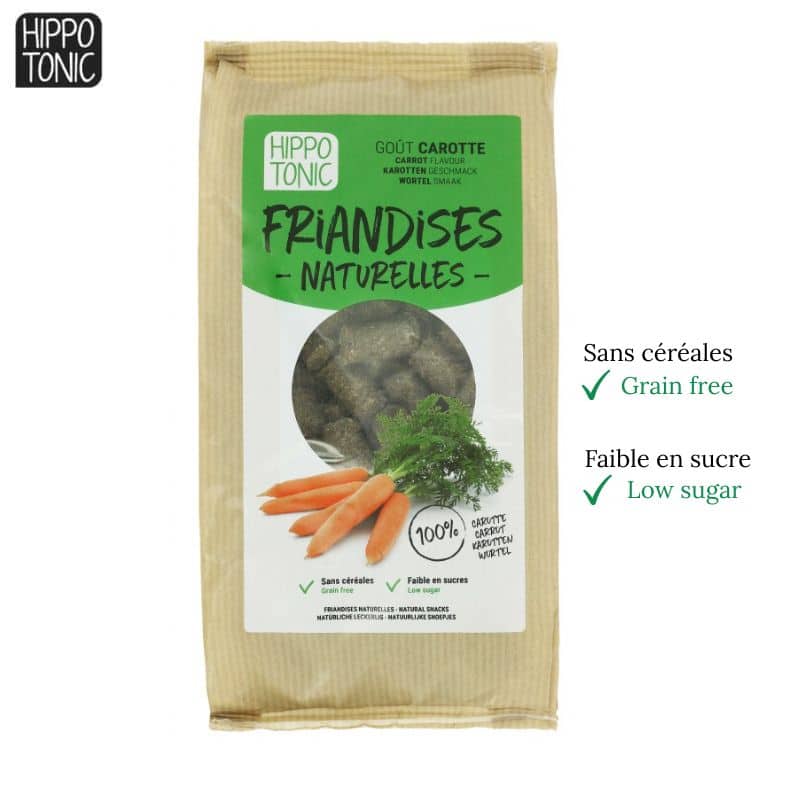 Bonbons pour chevaux gout carottes 713024100 Hippo-Tonic friandises sans céréales Sellerie Equinoxe Shop Fuveau