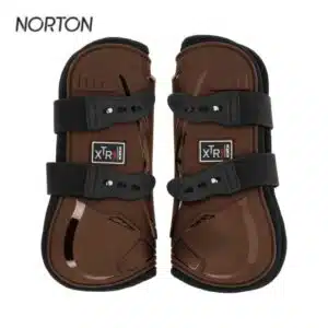 Guêtres NORTON XTR Flex à boutons protège tendons cheval choco 530676 Sellerie Equinoxe Shop Fuveau