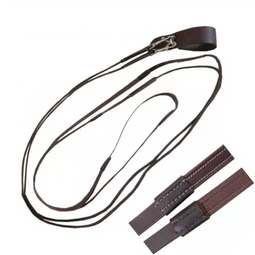 Rênes allemandes cuir cordes doublées caoutchouc hunter