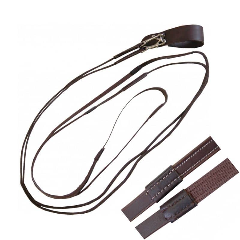 Rênes allemandes cuir cordes doublées caoutchouc hunter