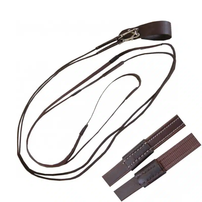 Rênes allemandes cuir cordes doublées caoutchouc hunter