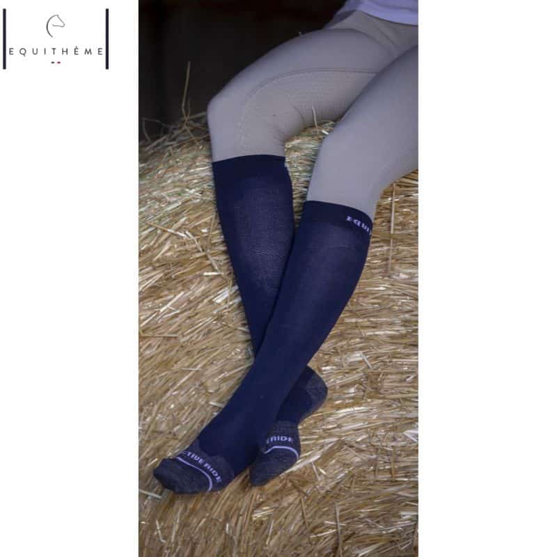 Chaussettes d'équitation technic marine EQUITHÈME Sellerie Equinoxe Fuveau