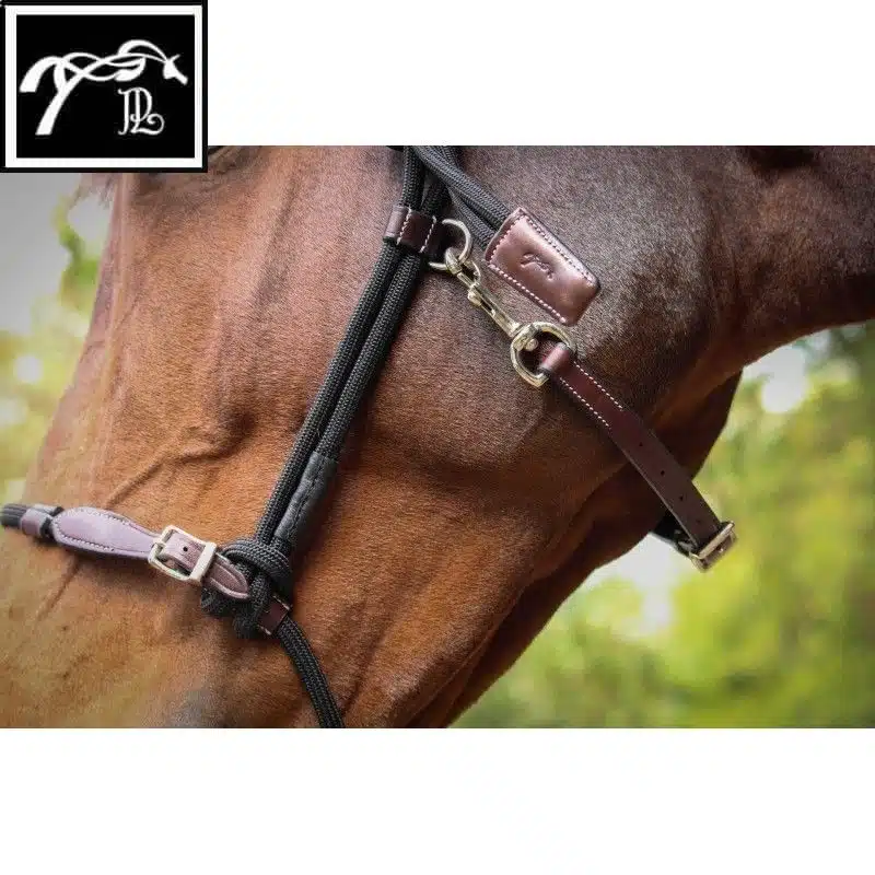 Licol éthologique cuir corde noire Penelope store Sellerie Equinoxe Shop Fuveau