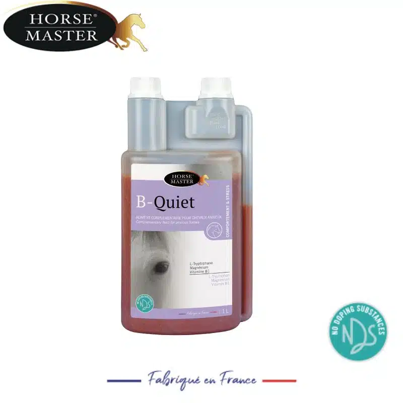 B QUIET 1L Tryptophane et magnésium pour chevaux anxieux Horse Master Sellerie Equinoxe Shop Fuveau