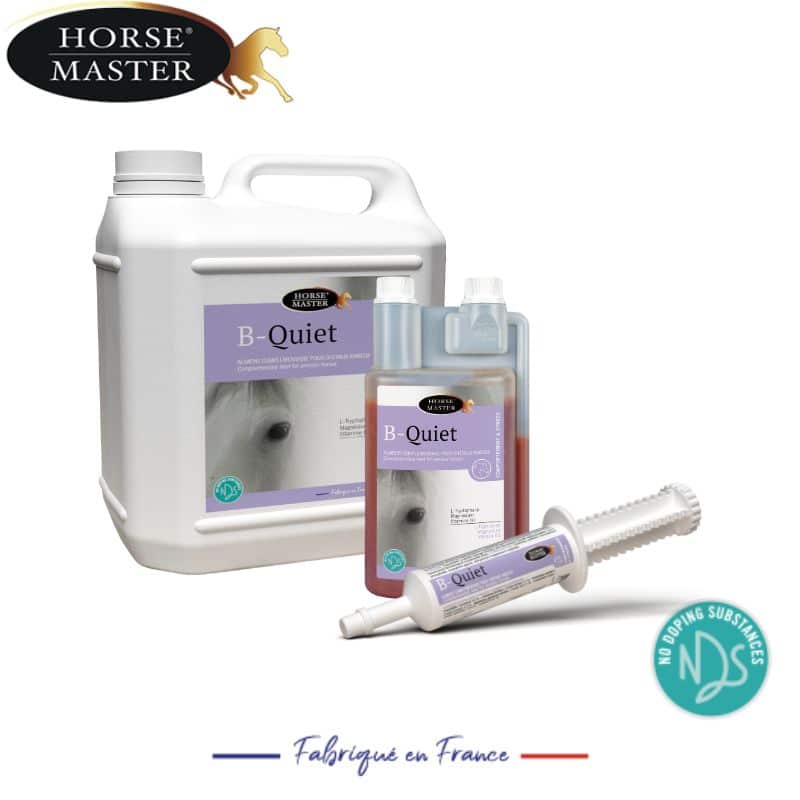 B QUIET Tryptophane et magnésium pour chevaux anxieux Horse Master Sellerie Equinoxe Shop Fuveau