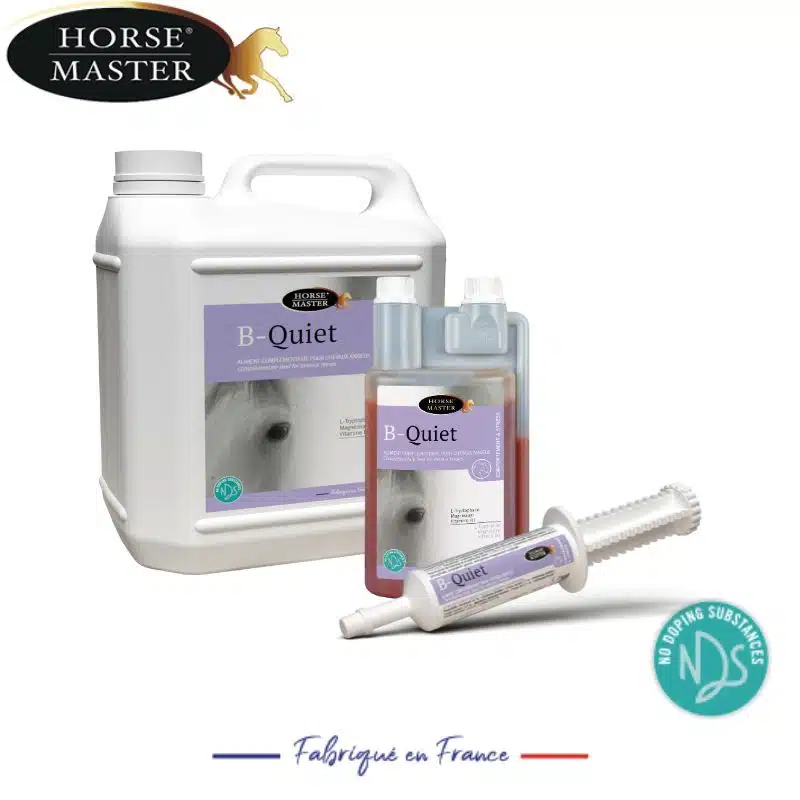 B QUIET Tryptophane et magnésium pour chevaux anxieux Horse Master Sellerie Equinoxe Shop Fuveau