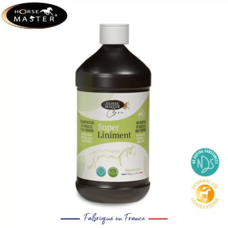 SUPER LINIMENT décontraction menbres et muscles et tendons HORSE MASTER 013090438 013090405 SELLERIE EQUINOXE SHOP FUVEAU