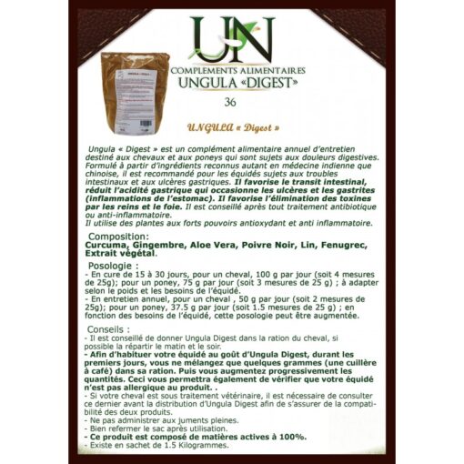 Ungula Digest complément alimentaire annuel d'entretien pour chevaux et poneys Sellerie Equinoxe