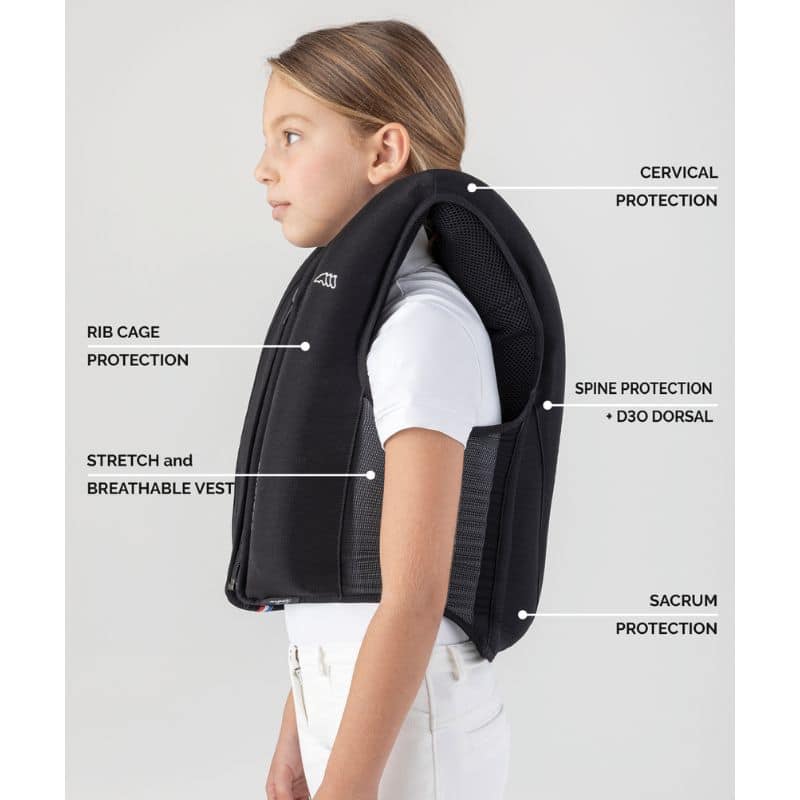 EQUILINE - ALLSHOT – Gilet Airbag d’équitation KID - JUNIOR AIR BAG VEST + 2 CARTOUCHES profil gonflé Sellerie Equinoxe