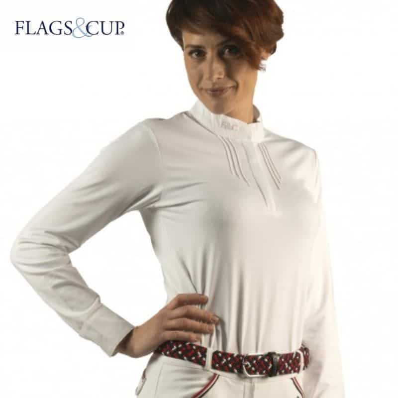 Flags and Cup - Polo KAVALA Dame - Manches Longues blanc