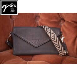 Pochette Phone Pocket perforé noir PENELOPE STORE by Sellerie Equinoxe-Shop