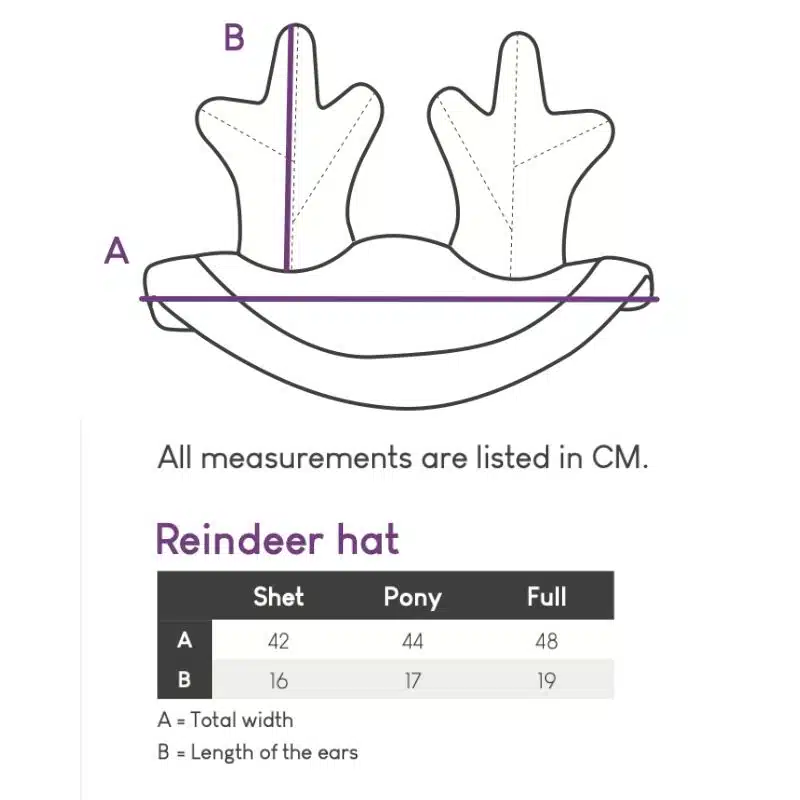 Guide des tailles bonnet de rennes Noel QHP