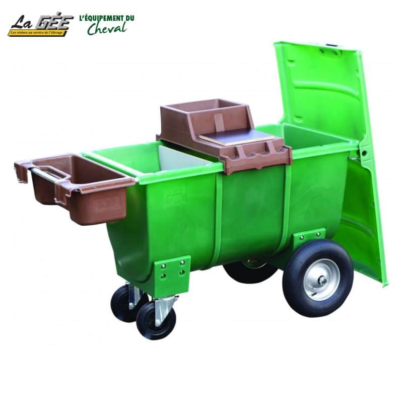 LA GEE - Chariot à aliment Pro-Feed 350L avec couvercle et séparationr-2