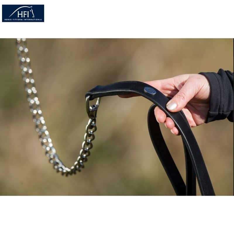 Longe de présentation LEATHER LEAD HFI Longe de présentation noir BREASTPLATE LONG BRIDGE HFI Sellerie Equnoxe