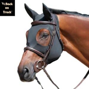 Back on Track Bonnet anti-stress Spirit noir avec oreilles poney et cheval Sellerie Equinoxe