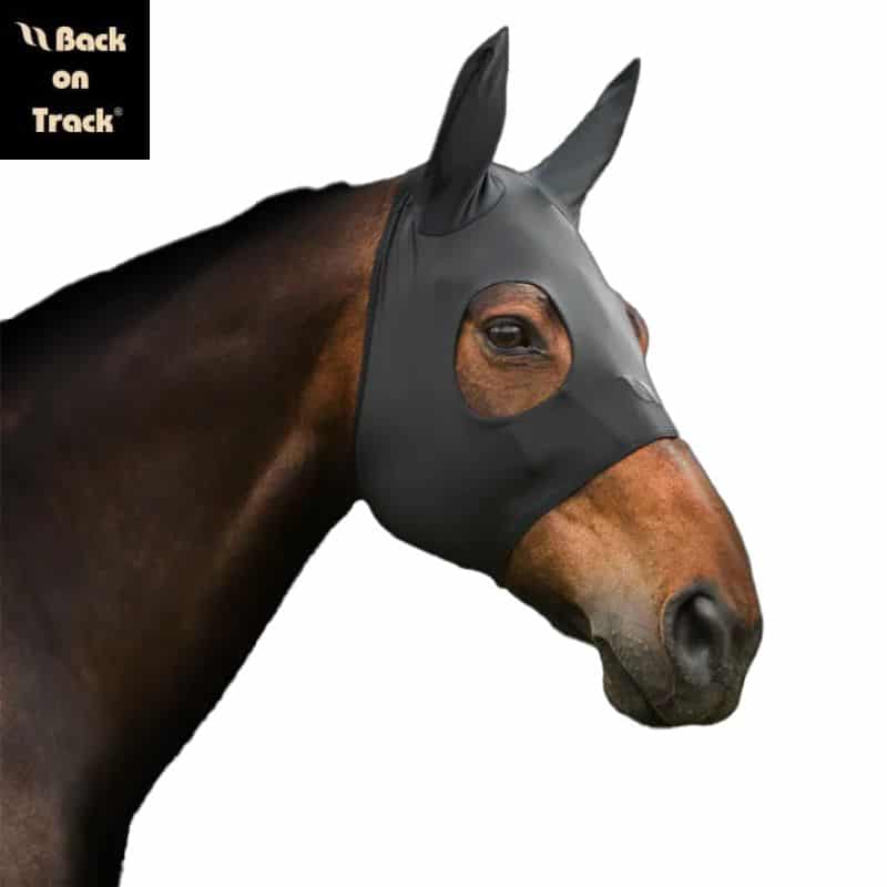 Back on Track Bonnet anti-stress Spirit noir avec oreilles profil Sellerie Equinoxe