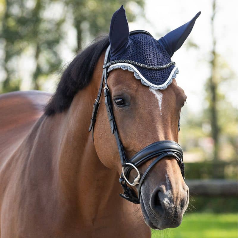 Bonnet anti-mouches COLOR QHP Q-Essentials cheval bleu marine Bonnet anti-mouches COLOR QHP Q-Essentials cheval et poney Marine Sellerie Equinoxe