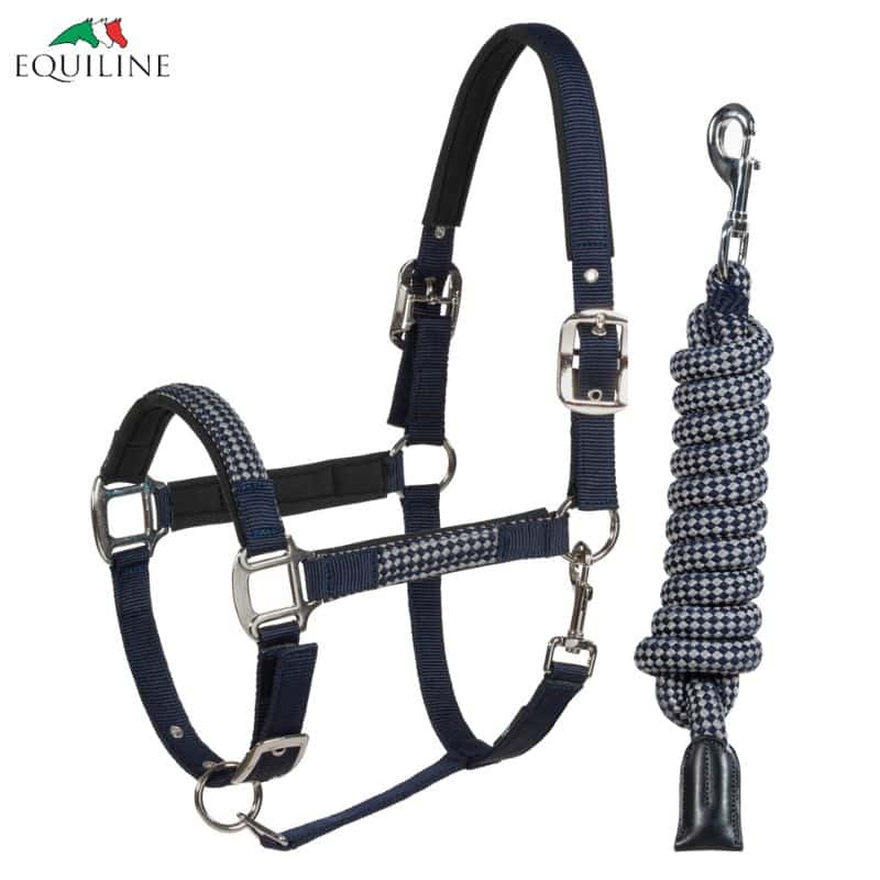 Equiline Elerta Headcollar and Lead Rope Set - Blue_Grey SS24 Sellerie Équinoxe