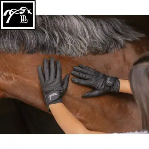 Gants d'équitation enfants noir Prisma Strass Eden by Pénélope SELLERIE EQUINOXE SHOP FUVEAU