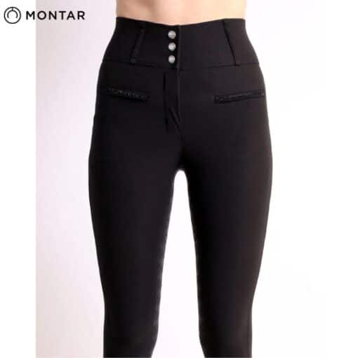 Pantalon d'équitation MoAviana Extra Highwaist Breeches Fullgrip Black front MONTAR SS24 EQUINOXE-SHOP