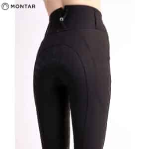 Pantalon d'équitation MoAviana Extra Highwaist Breeches Fullgrip Black profil MONTAR SS24 EQUINOXE-SHOP