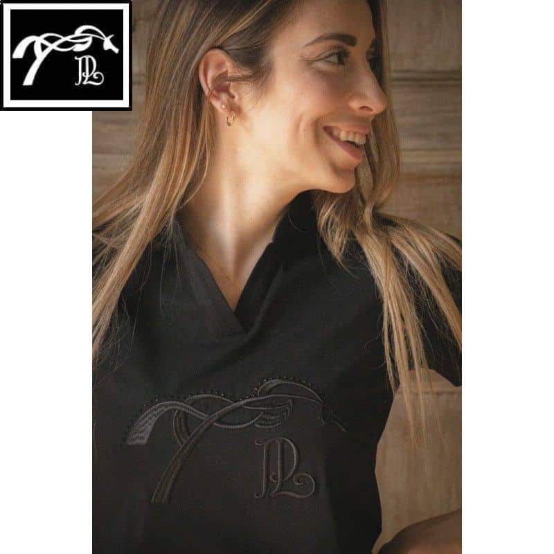 Polo Iliana Noir broderie strass PENELOPE COLLECTION Sellerie Equinoxe