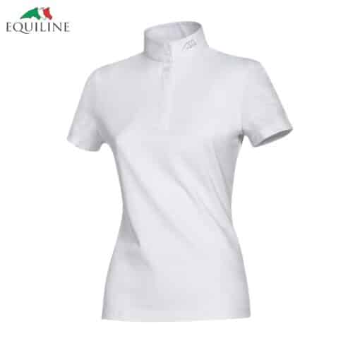 POLO DE CONCOURS manches courtes ESDIE Blanc EQUILINE SS24 Sellerie Equinoxe