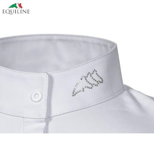 POLO DE CONCOURS manches courtes ESDIE Blanc strass EQUILINE SS24 Sellerie Equinoxe