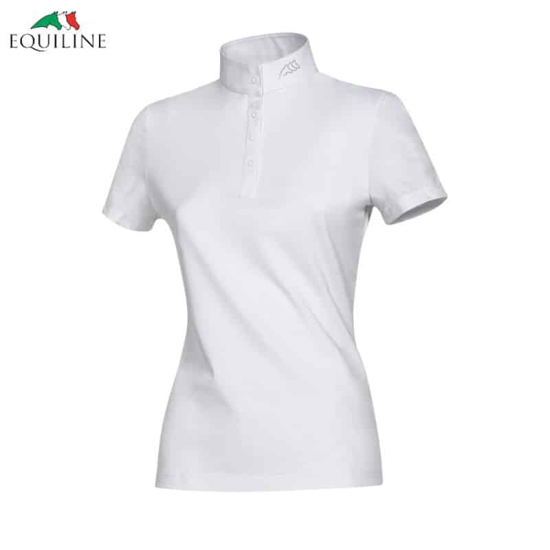 POLO DE CONCOURS manches courtes ESDIE Blanc EQUILINE SS24 Sellerie Equinoxe