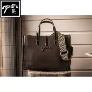 Sac à Main Pénélope Romane noir en cuir micro-perforé