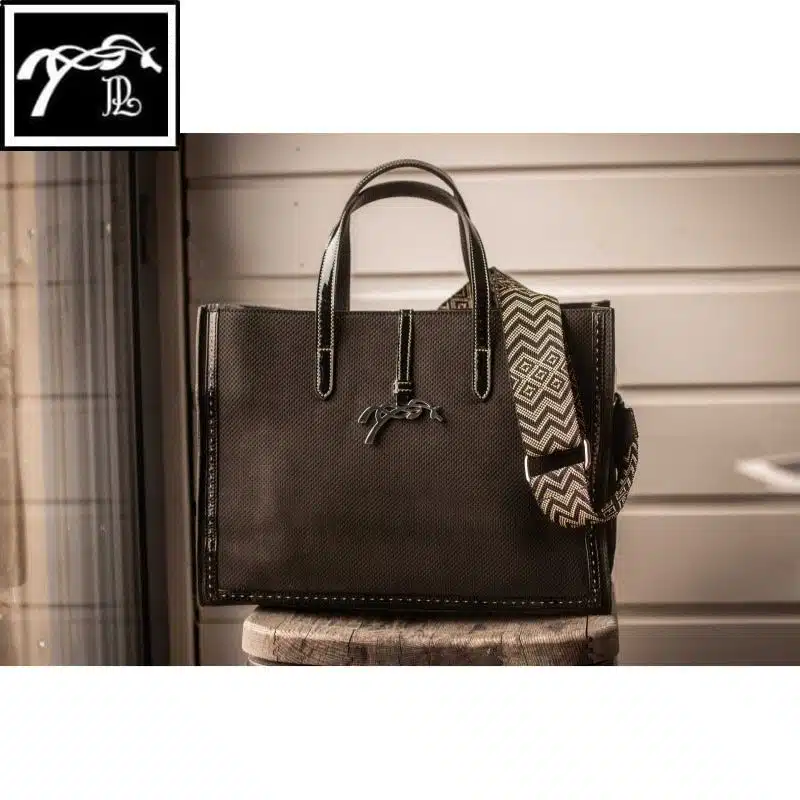 Sac à Main Pénélope Romane noir en cuir micro-perforé