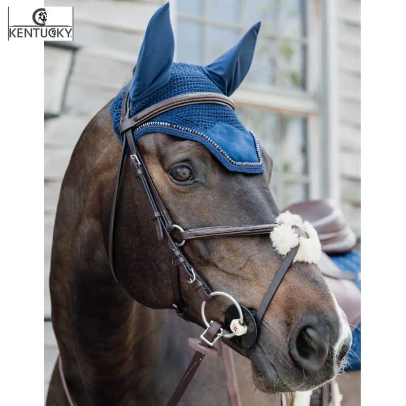 Bonnet Velvet Pearls Marine Cheval KENTUCKY Equinoxe-Shop