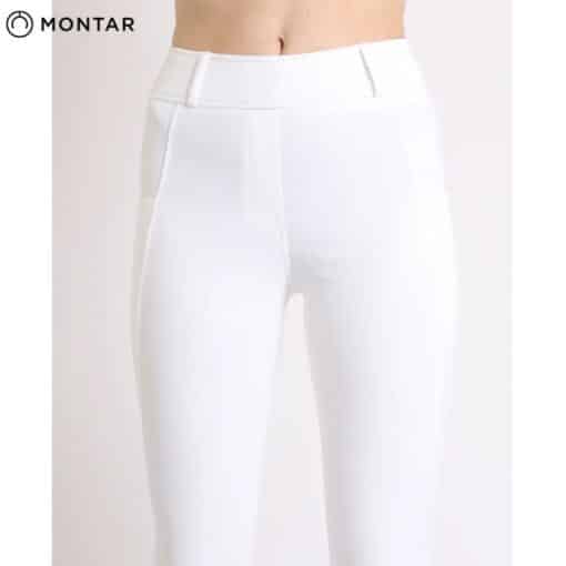 Legging d'équitation MOAVIANA CRYSTAL LOGO TONE IN TONE PULL ON WHITE F_G front Montar Sellerie Equinoxe