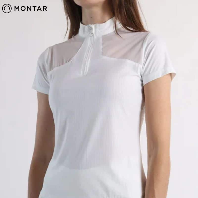 POLO D'EQUITATION MOMEADOW MESH POLO Blanc MONTAR SS24 equinoxe-shop