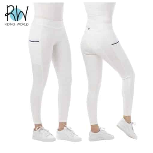 Pantalon d'équitation Legging Agadir blanc fond silicone RIDING WORLD Equinoxe-Shop