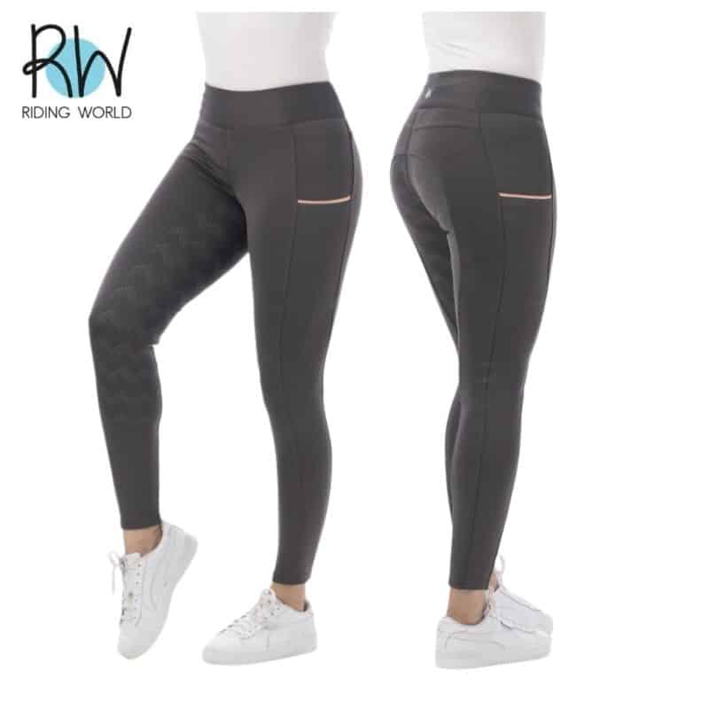 Pantalon d'équitation Legging Agadir gris fond silicone RIDING WORLD Equinoxe-Shop