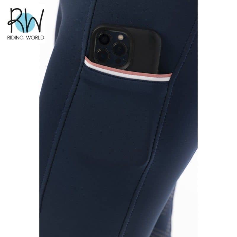 Pantalon d'équitation Legging Agadir marine fond silicone détail RIDING WORLD Equinoxe-Shop