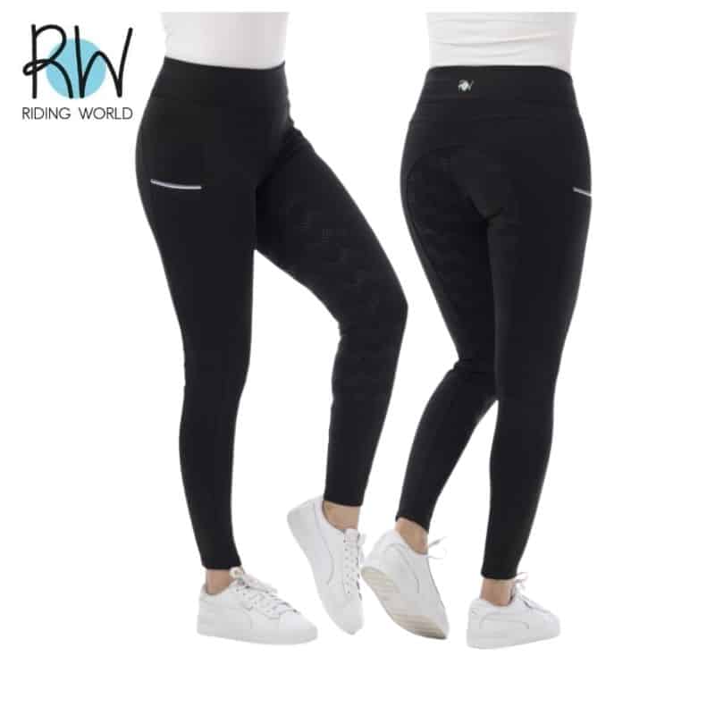 Pantalon d'équitation Legging Agadir noir fond silicone RIDING WORLD Equinoxe-Shop