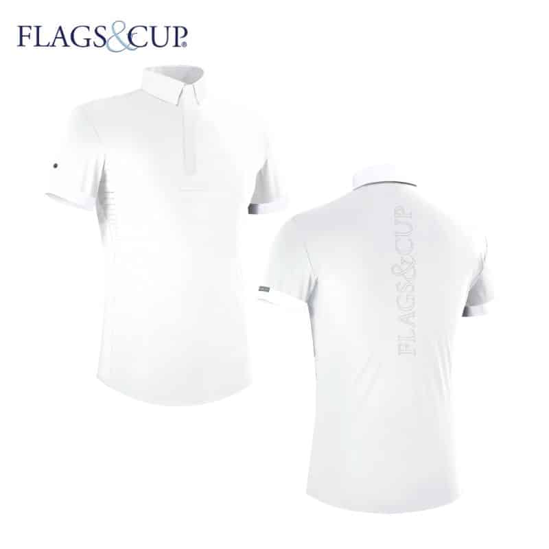 Polo de concours WAKO Blanc FLAGS & CUP SS24 Polo de concours WAKO blanc FLAGS & CUP SS24 Sellerie Equinoxe