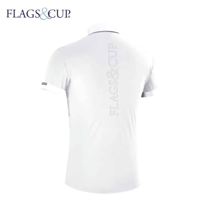 Polo de concours WAKO white rear FLAGS & CUP SS24 Polo de concours WAKO blanc dos FLAGS & CUP SS24 Sellerie Equinoxe