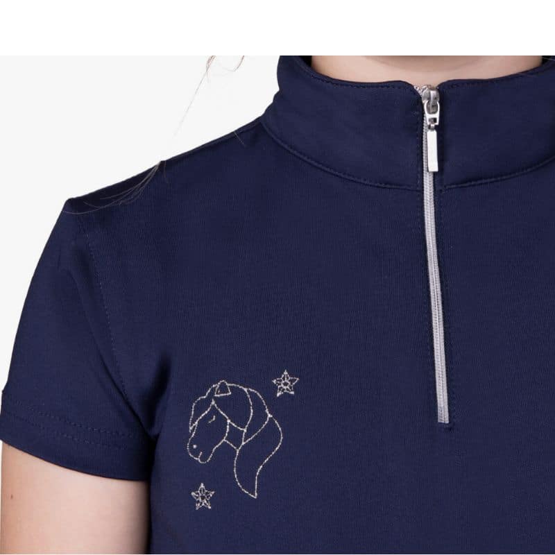 Polo d'équitation enfant Gween marine licorne SS 24 QHP Sellerie Equinoxe