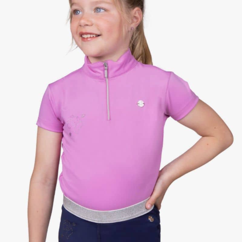 Polo d'équitation enfant Gween rose SS 24 QHP Sellerie Equinoxe