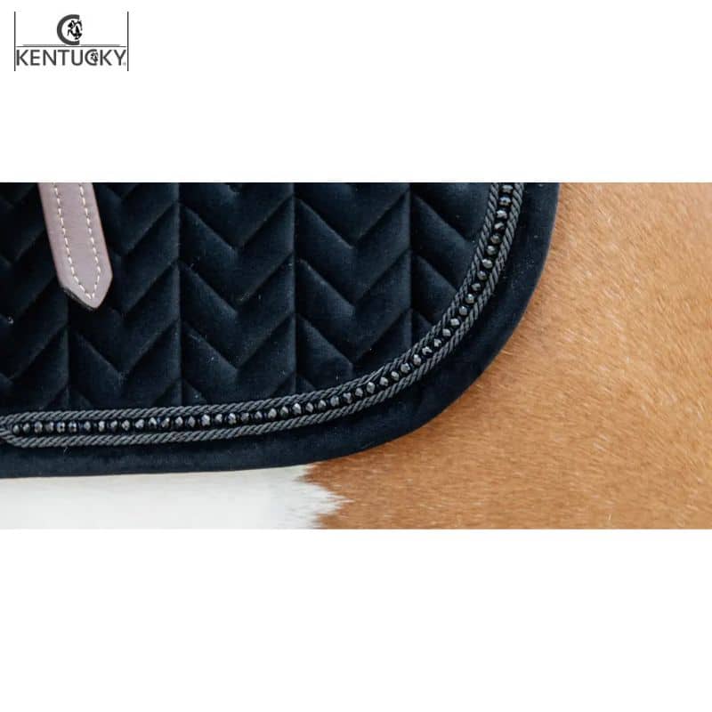 Tapis de selle Velvet Pearls Jumping Noir détail perles KENTUCKY Sellerie Equinoxe