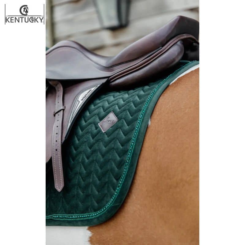 Tapis de selle Velvet Pearls Jumping détail perles vert KENTUCKY Equinoxe-Shop