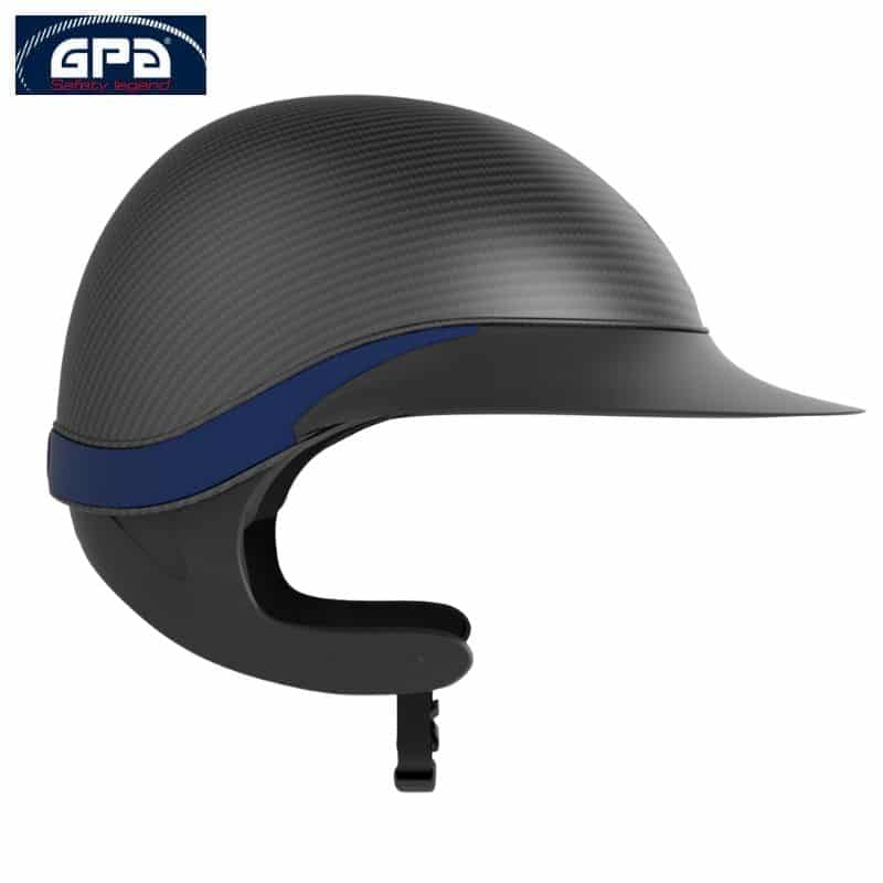 Casque d'équitation First Lady Global Carbon TLS noir mat marine Casque d'équitation First Lady Global Carbon TLS noir mat marine profil Sellerie Equinoxe