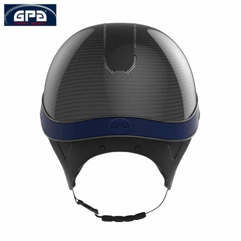 Casque d'équitation Speed Air Global Carbon TLS noir glossy marine dos Casque d'équitation Speed Air Global Carbon TLS noir glossy cuir marine Equinoxe-Shop