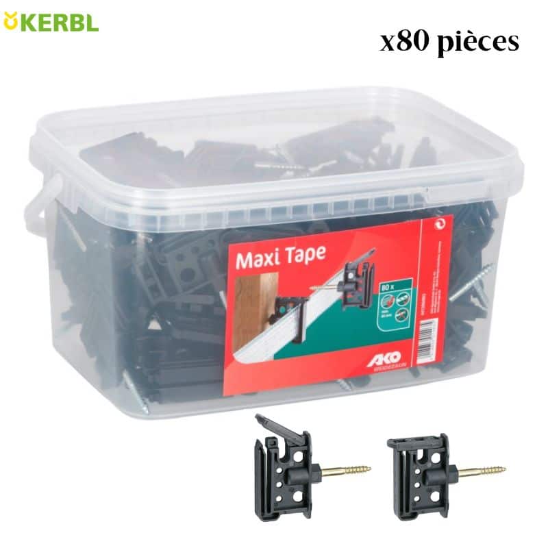 seau d'Isolateur de clôture clip Maxi Tape KERBL lot de 80 pièces paddock piquet bois