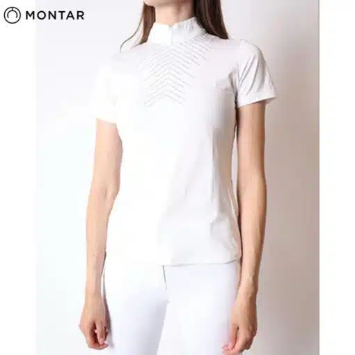 Polo de concours Bling competition top blanc MONTAR SS24 Sellerie Equinoxe