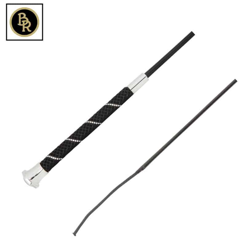 Cravache De Dressage KERBL – 110 Cm – Poignée Cuir, Fibre De Verre – Qualité Professionnelle – Noire