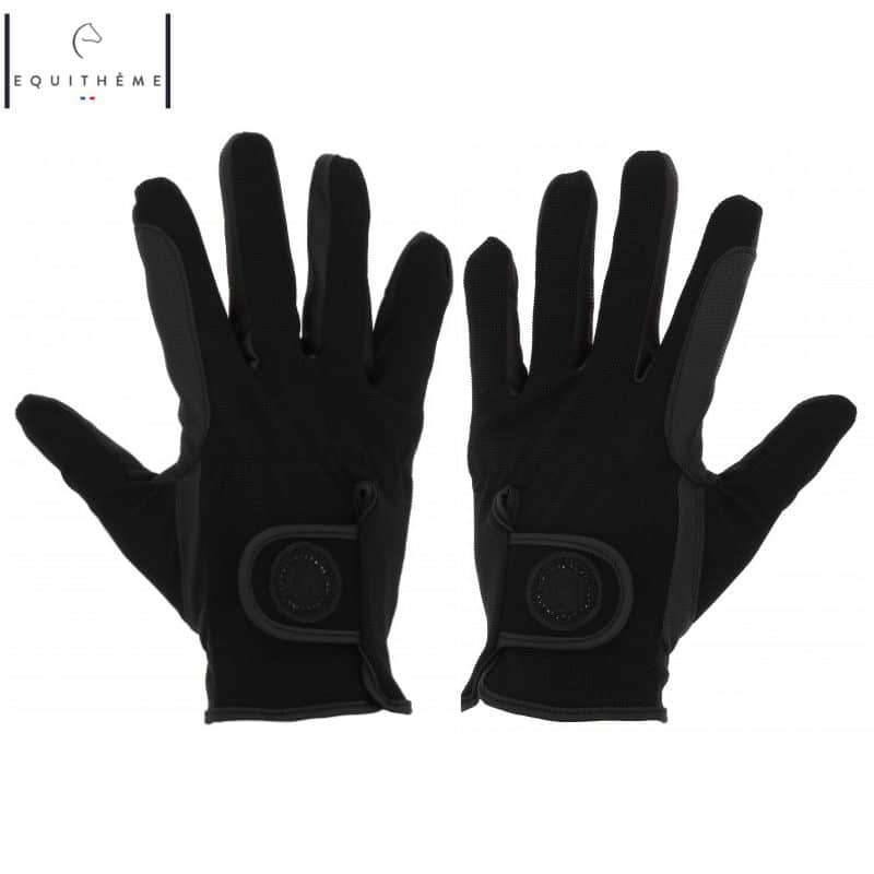 Gants filet strass NOIR EQUITHÈME Sellerie Equinoxe Shop Fuveau